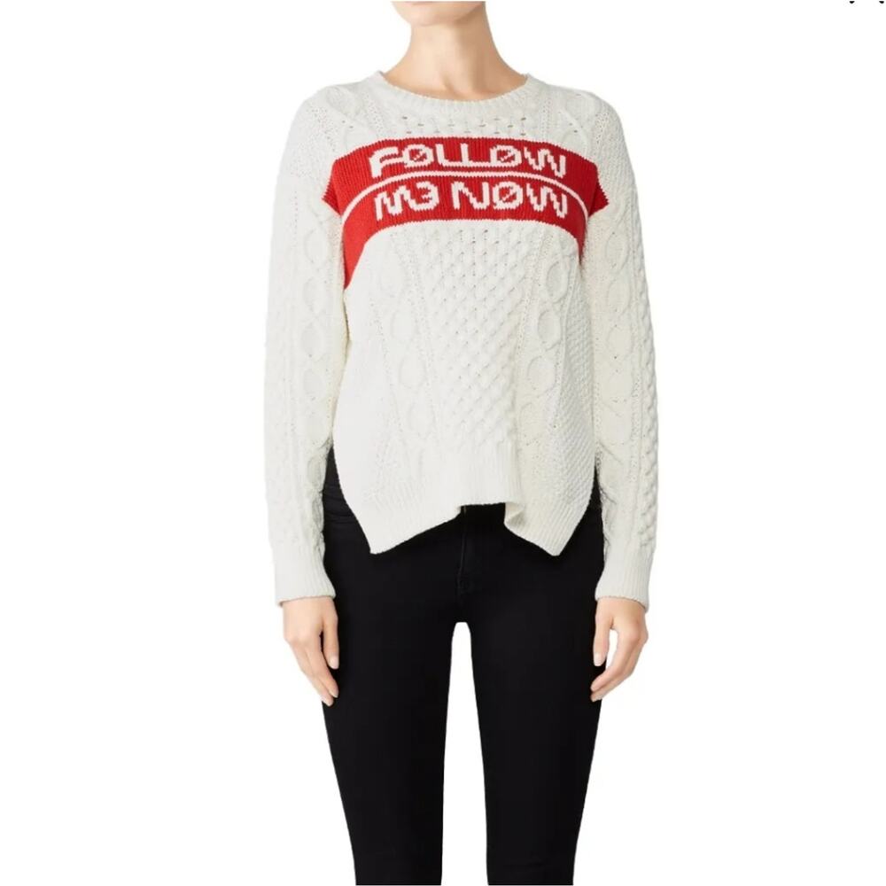 RED Valentino 'Follow Me Now' cream cable knit sweater size M
